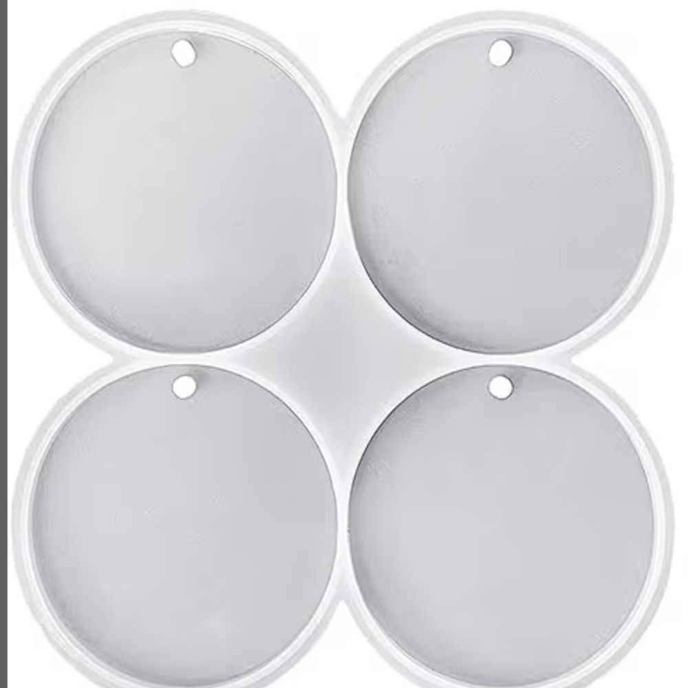 Set of 4 Round White Silicone Molds for Resin + measuring cup